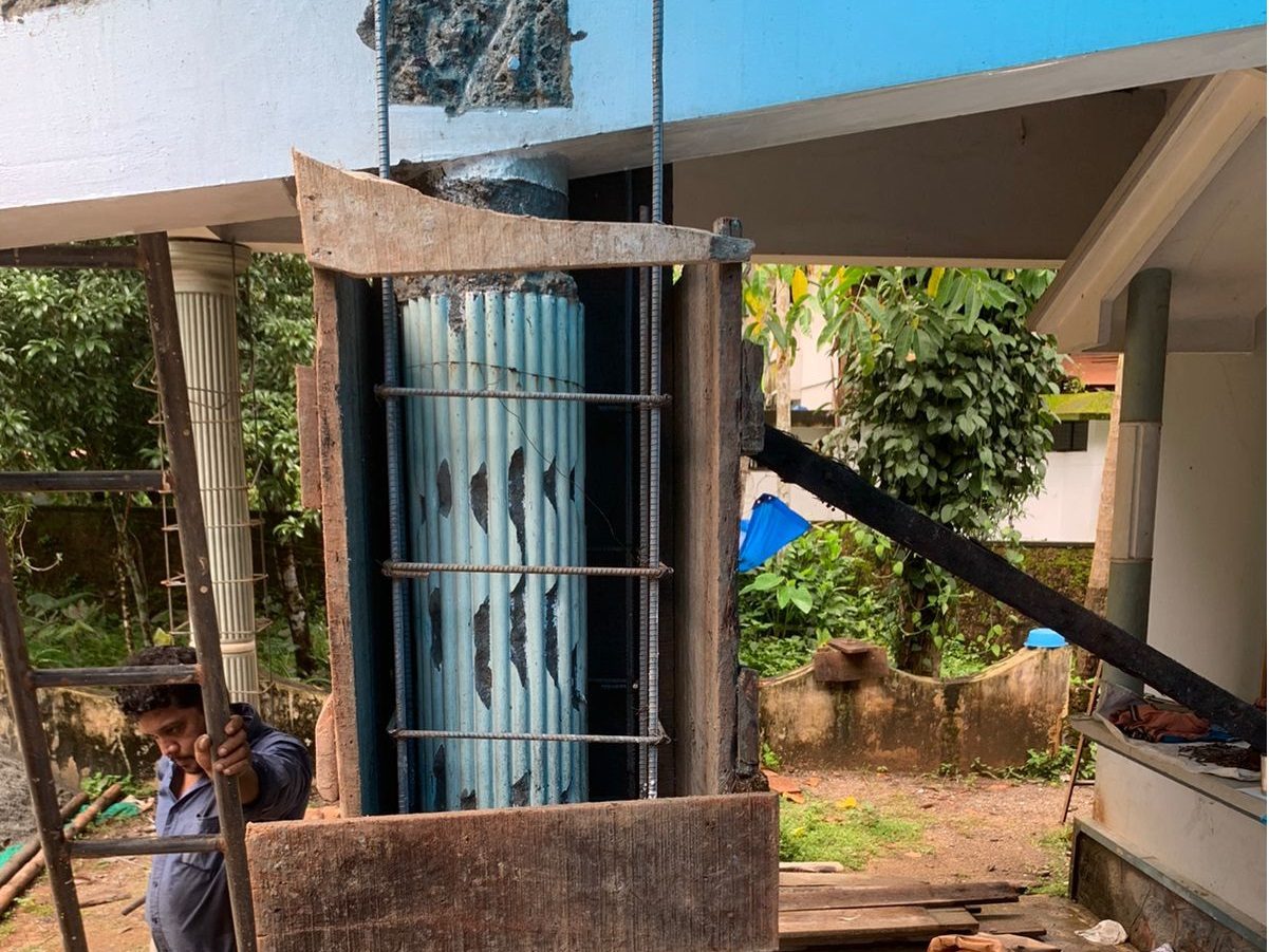 Column retrofitting at Payyoli, Kozhikode